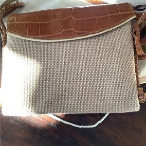 VINTAGE Brahmin Canvas & Croc Leather Crossbody - Style A30256SE
